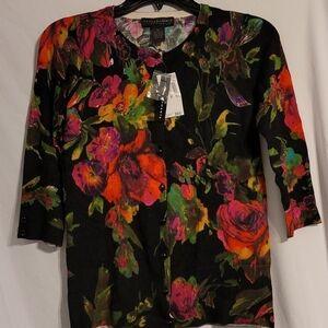 Grace Elements Women's Floral 3/4 Sleeve Cardigan Sweater